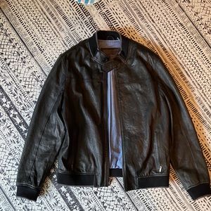 Cole Haan leather bomber jacket